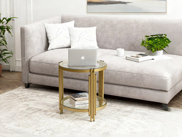 Elegant Furniture Luxury Style Double-Layer Glass Round Coffee Table