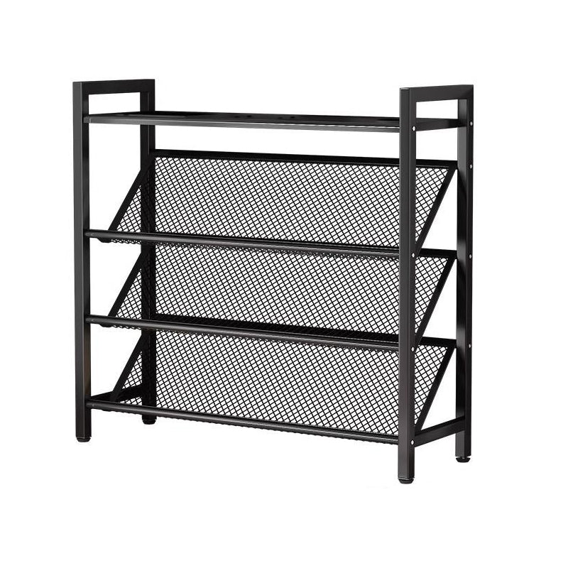 Multi-Function Home Entrance Shoe Storage Rack New Model Foldable Metal Shoe Stand Rectangle Shape Space-Saving Door Shoe Rack