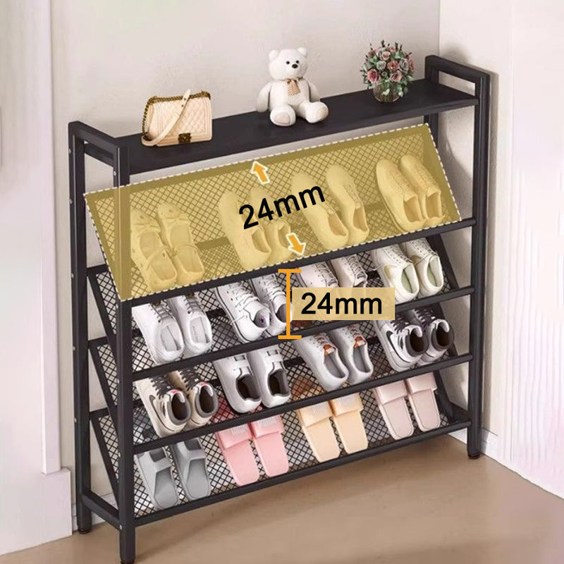 Multi-Function Home Entrance Shoe Storage Rack New Model Foldable Metal Shoe Stand Rectangle Shape Space-Saving Door Shoe Rack