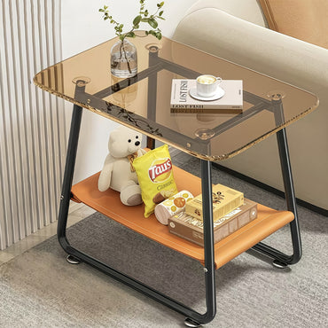 Small Side Table for Bedside Tempered Glass for Small Apartment Simple Nightstand Design