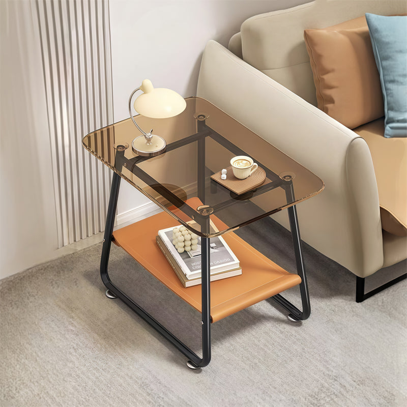 Minimalist Light Tea Table Transparent Explosion-Proof Glass Space-Saving Coffee Table for Small Apartments