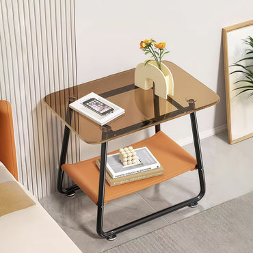 Minimalist Light Tea Table Transparent Explosion-Proof Glass Space-Saving Coffee Table for Small Apartments