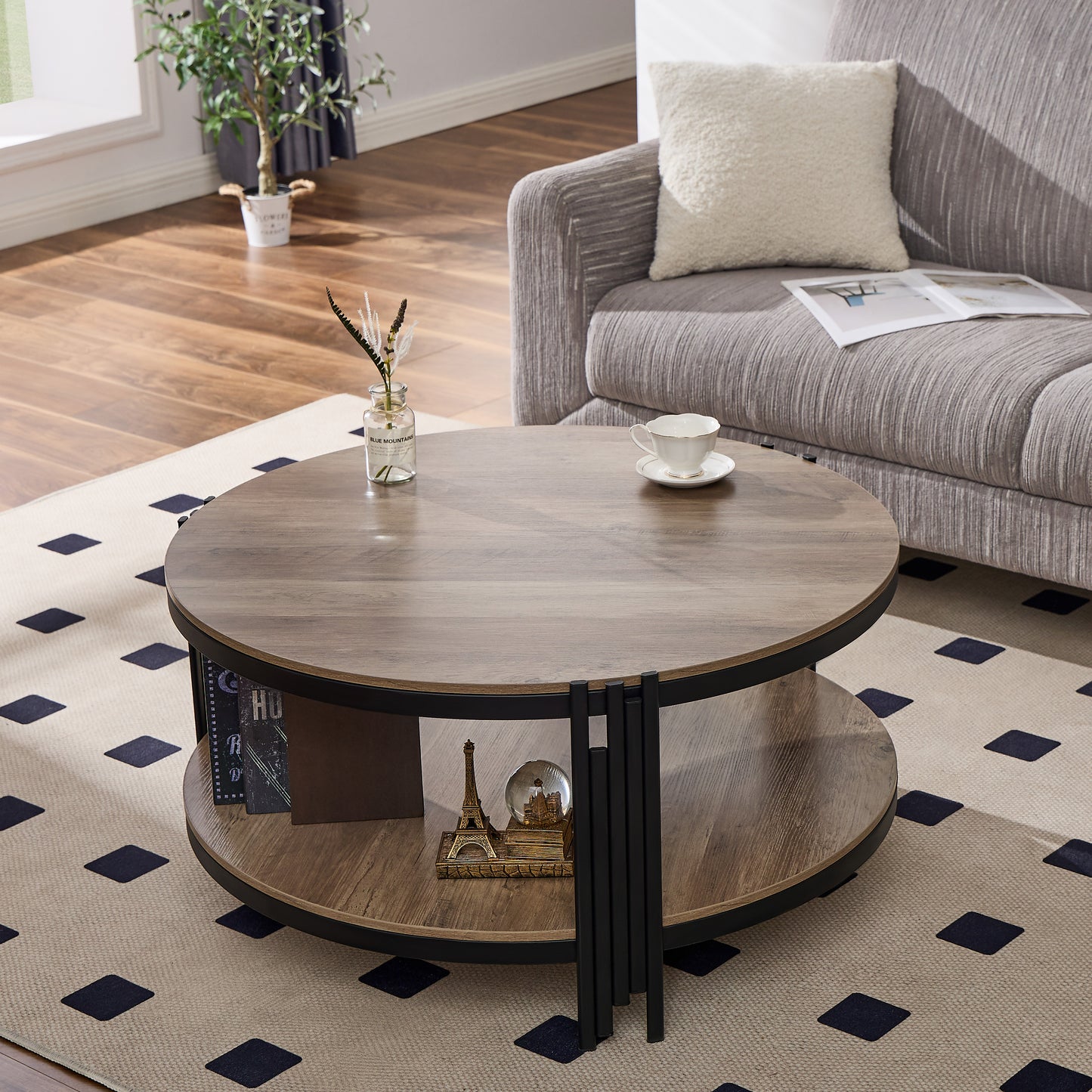 Big Size Nordic Designers Round Black Coffee Table for Living Room Ceramic White Side Table Coffee