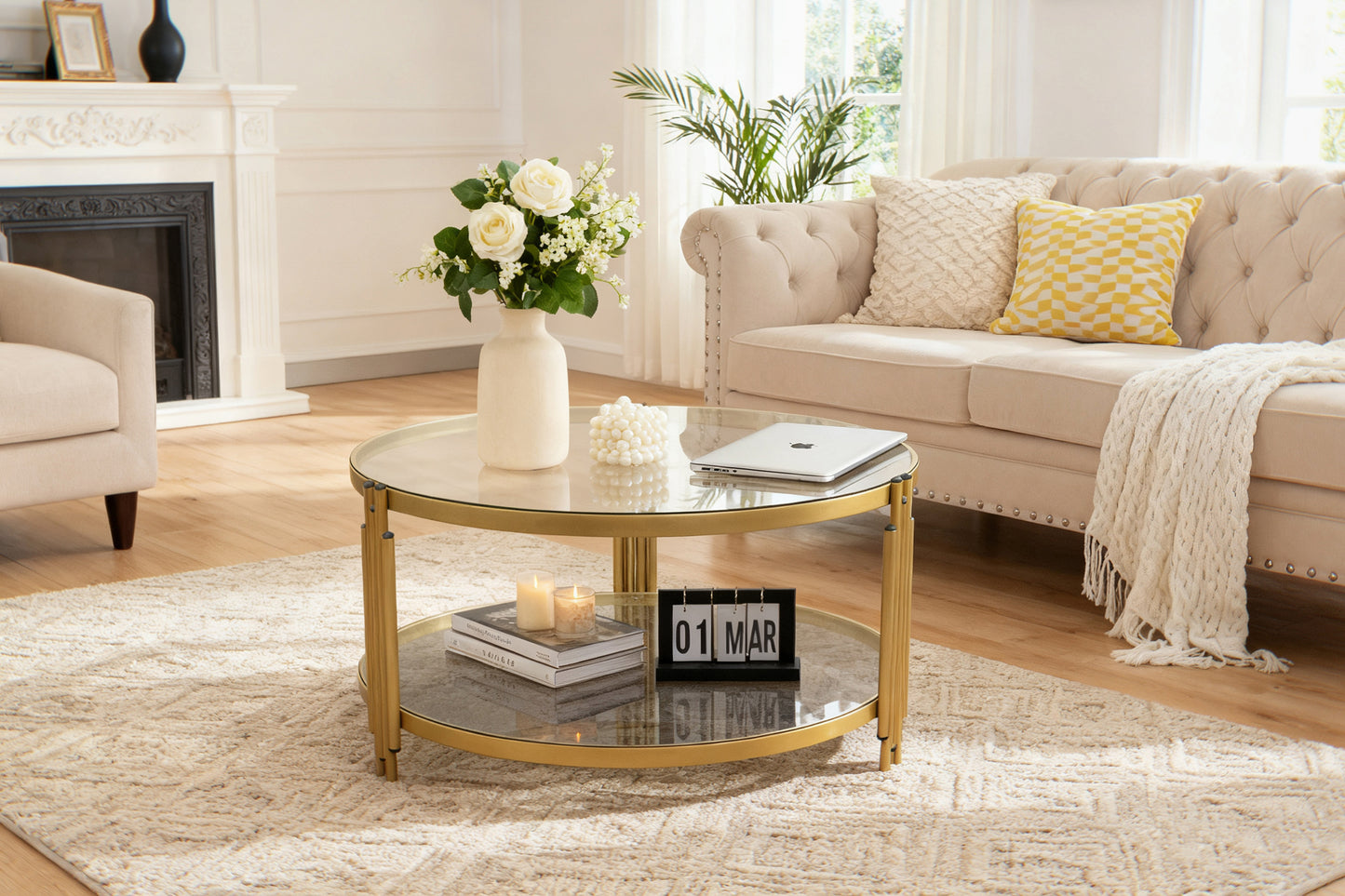 Factory Price Tempered Glass Coffee Table Art Luxury Salon Furniture Stainless Steel Base Marble Top Living Room Coffee Table