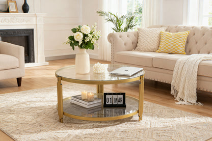 Factory Price Tempered Glass Coffee Table Art Luxury Salon Furniture Stainless Steel Base Marble Top Living Room Coffee Table