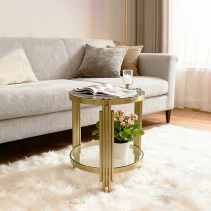 Double-Layer Circular Glass Tabletop Design Coffee Table