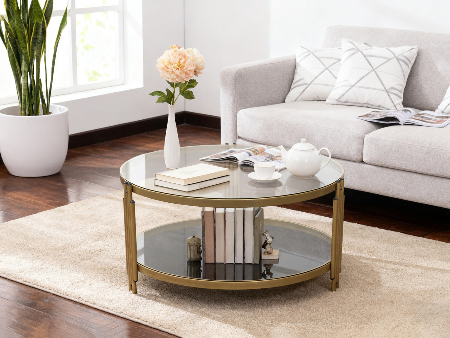 Luxury Modern Design Gold Polished Stanieless Steel Tempered Glass Top Rectangle Coffee Table