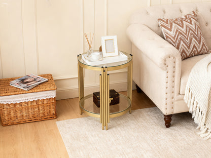 Double-Layer Round Iron Stand Modern & Classic End Table