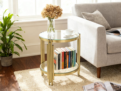 Double-Layer Round Iron Stand Modern & Classic End Table