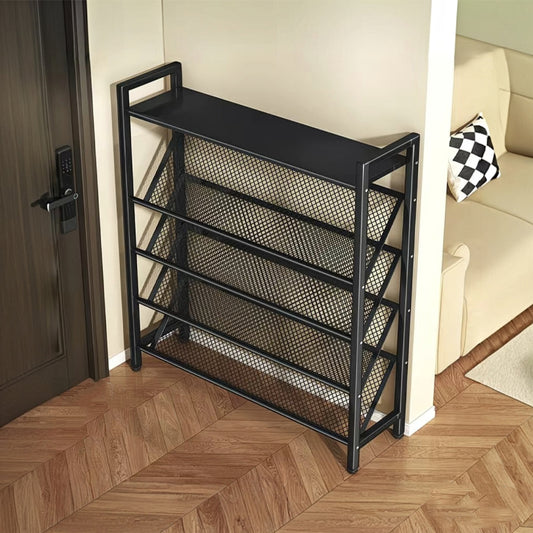 Multi-Function Home Entrance Shoe Storage Rack New Model Foldable Metal Shoe Stand Rectangle Shape Space-Saving Door Shoe Rack
