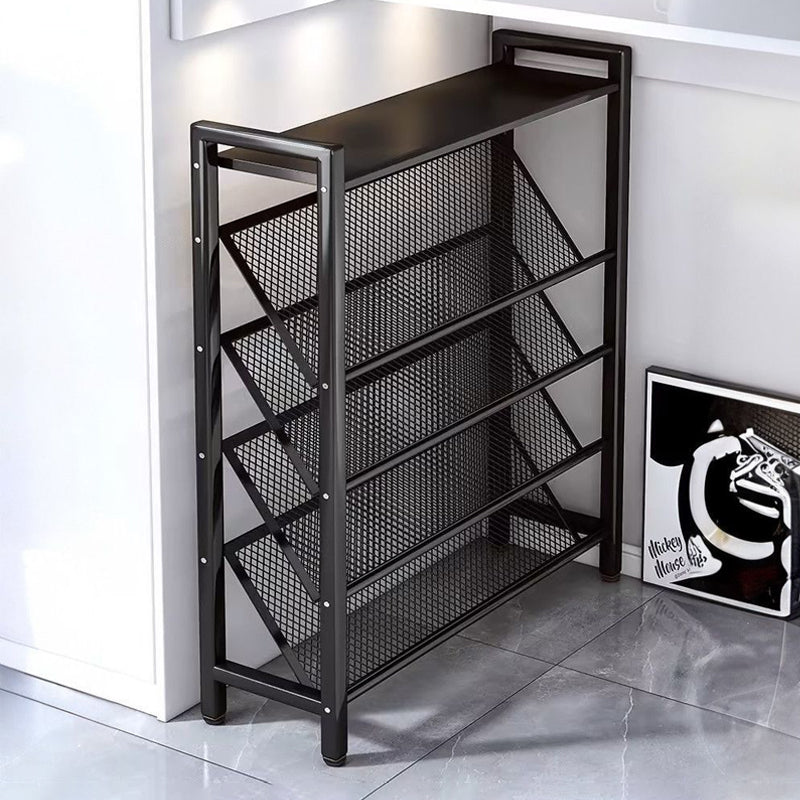 Multi-Function Home Entrance Shoe Storage Rack New Model Foldable Metal Shoe Stand Rectangle Shape Space-Saving Door Shoe Rack