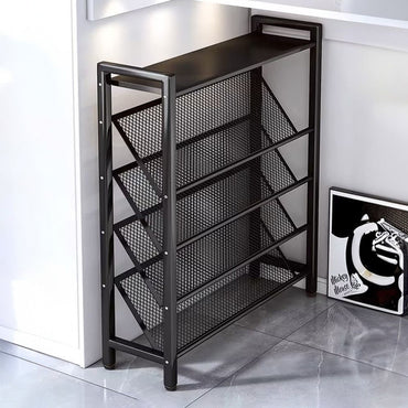 Multi-Function Home Entrance Shoe Storage Rack New Model Foldable Metal Shoe Stand Rectangle Shape Space-Saving Door Shoe Rack