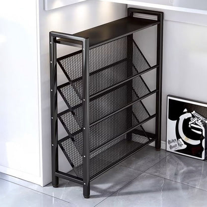 Multi-Function Home Entrance Shoe Storage Rack New Model Foldable Metal Shoe Stand Rectangle Shape Space-Saving Door Shoe Rack