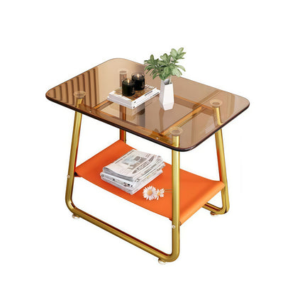 Durable Two-Storey Transparent Explosion-Proof Glass Tea Table Easy Assembly for Small Apartment Balconies Space-Saving Wooden