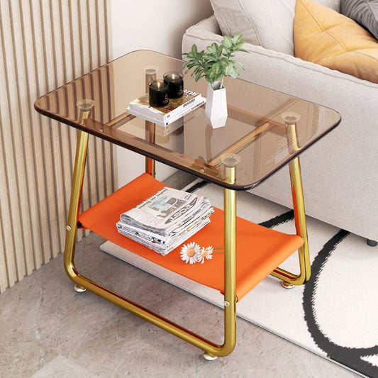 Minimalist Light Tea Table Transparent Explosion-Proof Glass Space-Saving Coffee Table for Small Apartments