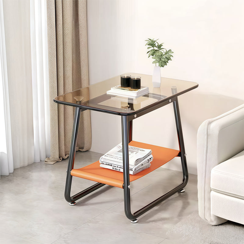 Minimalist Light Tea Table Transparent Explosion-Proof Glass Space-Saving Coffee Table for Small Apartments