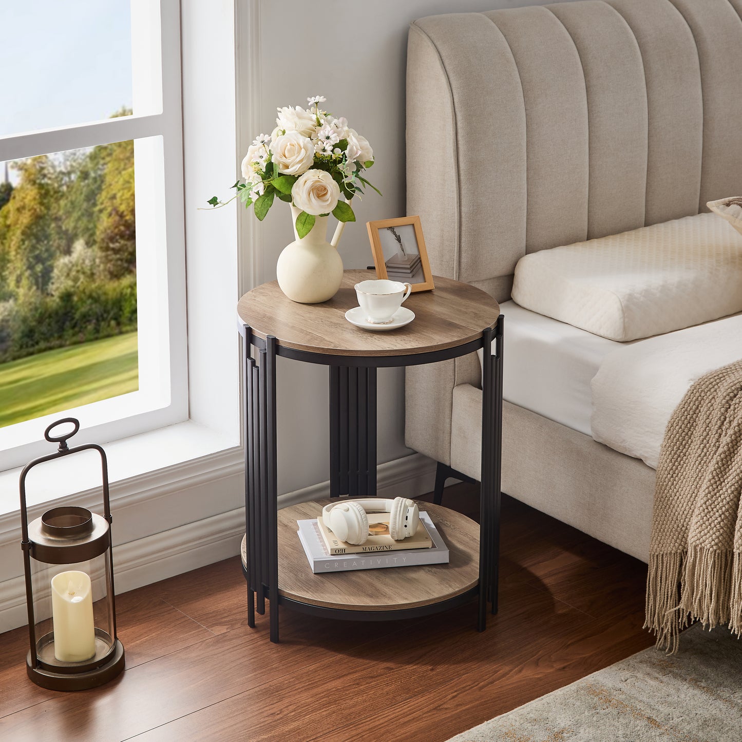 Mini Coffee Table Light Luxury Side Cabinet for Living Room Balcony Bedroom Creative Plate Coffee Table